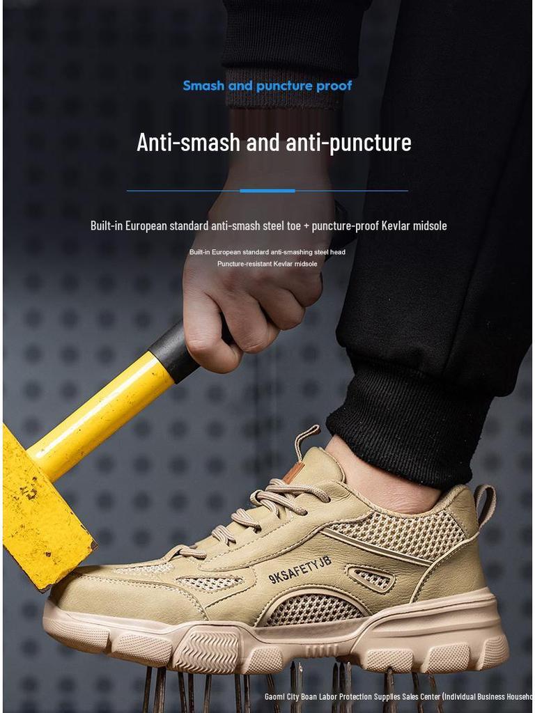 Breathable Fly-Knit Steel Toe Safety Shoes - Durable, Anti-Slip, and Comfortable for Long Hours