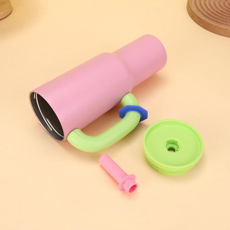 40oz 304 Stainless Steel Straw Insulated Ice Cup Large Capacity Thermal Mug Tumbler with Handle Stylish Insulated Coffee Cup