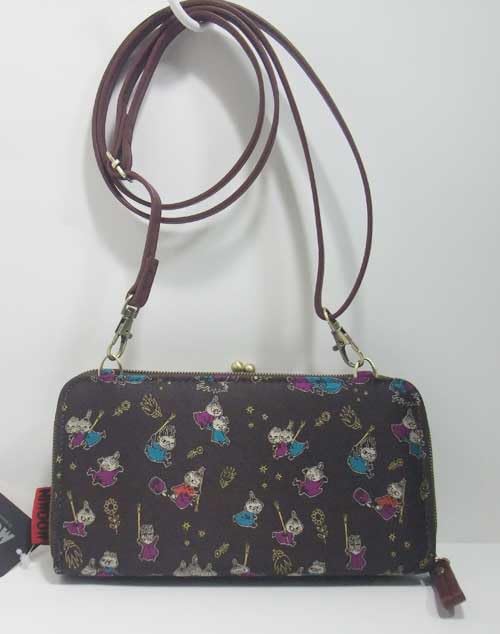 Watanabe Moomin Jacquard Wallet Shoulder Bag, Doodle, Brown
