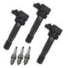 Ignition Coil Standard Spark Plug Set for Move L150S Move Latte L550S Tanto Custom L350S Mira L250V BKUR6E IC1 [M's Parts] & (3 Each) L160S, L560S,