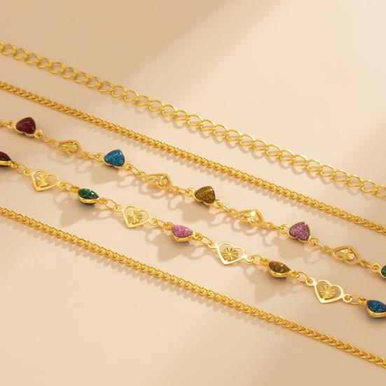 Adjustable Extension Chain Body Chain Multicolor Heart Women Waist Chain for Daily Wear