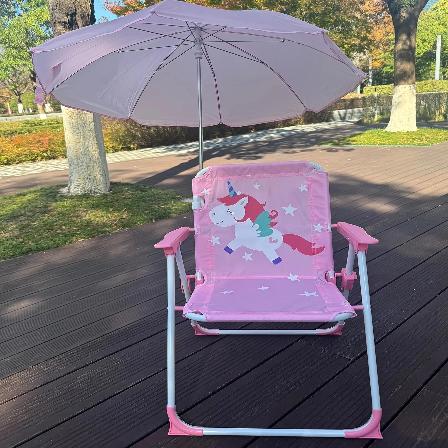 

Детское пляжное кресло для кемпинга с зонтом для защиты от солнца, прочное и удобное для фотосъемки на открытом воздухе