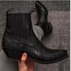 Western Cowboy Burnt Flower Herrenstiefel Schwarz Braun Handgefertigte Chelsea Boots für Männer Gr. 38-48