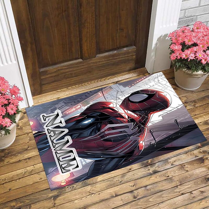 Personalized Name S-Spider M-Man Urban Living Room Non-Slip Area Rug Soft Carpet for Bedroom Kids Playroom Sofa Office Home Decor Doormat
