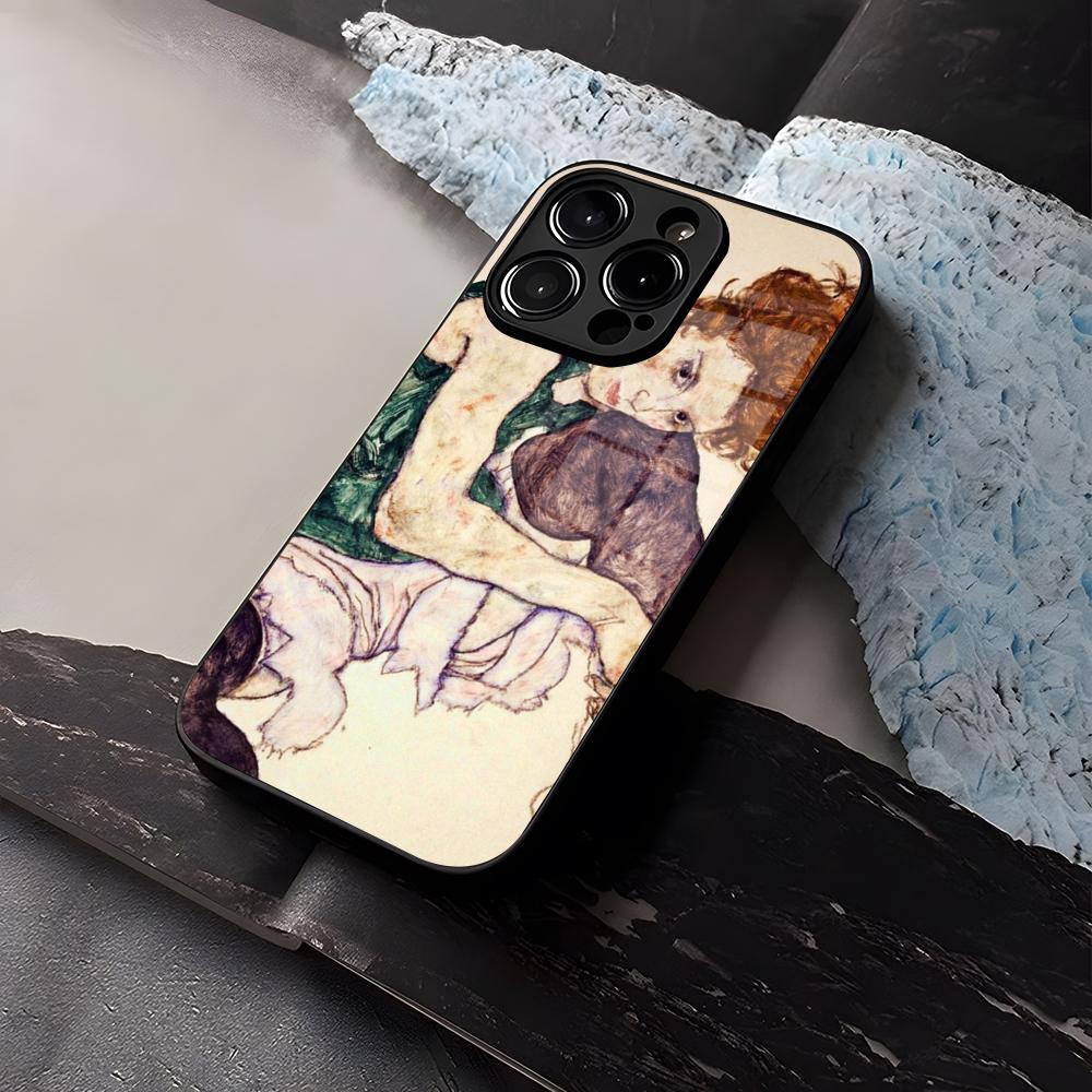 

Egon Schiele Phone Case Tempered Glass For IPhone 16 13 14 12 15 11 Pro Max Plus Mini X XR SE2020 Coque iPhone 15 Plus