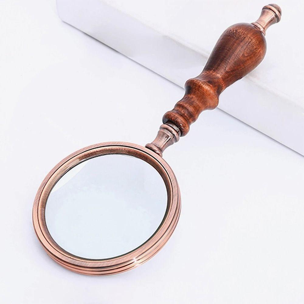 Wooden Handle 10X Microscope Reading Jewelry Magnifiers Vintage Magnifying Glass Handheld
