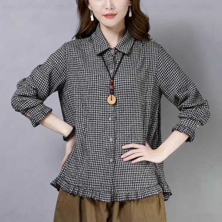 2026 Spring Plaid Long Sleeve Slimming Plus Size Women's Casual Shirt Jacket
