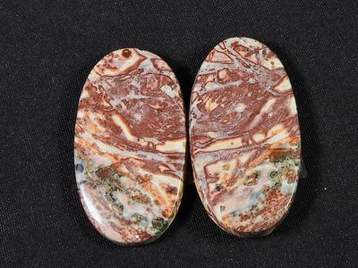 28Cts.Natural Leopard Skin Jasper Matched Pair Handmade Gemstone 11X30X04 MM SK-793