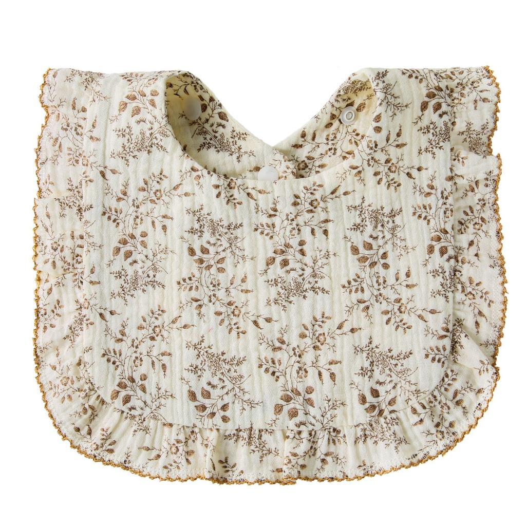 Baby Bibs Organic Cotton Muslin Scarf Burp Cloths Ruffle Floral Gauze Water Absorb Bandana for Newborn Accessories Feeding Kids