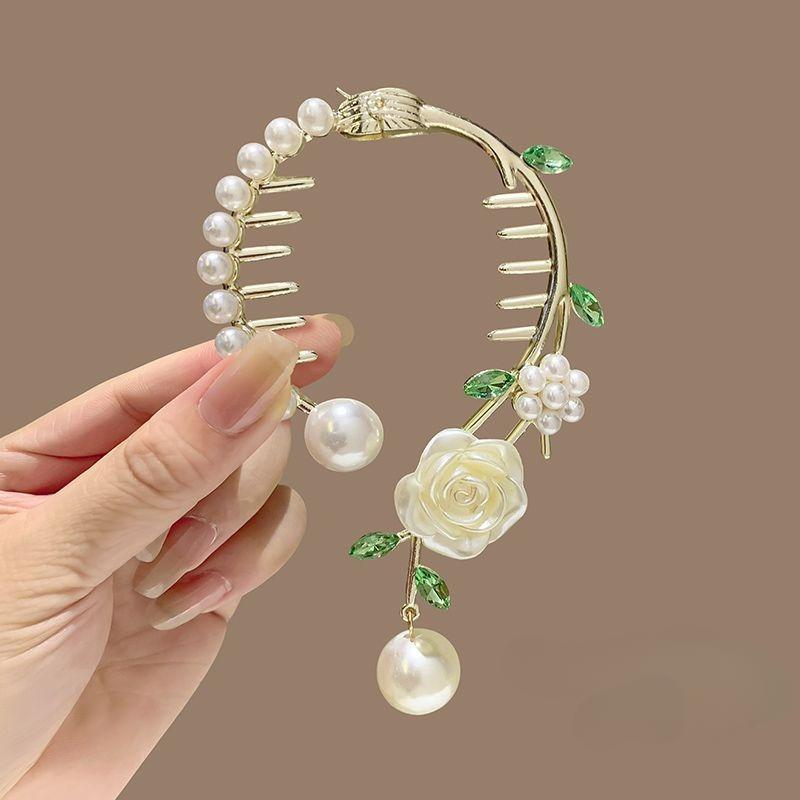 Exquisite Zircon Flower Tassel Hair Clip Fashion Shining Women Elegant High Horse Tail Hair Clip Plate Hair Artifact