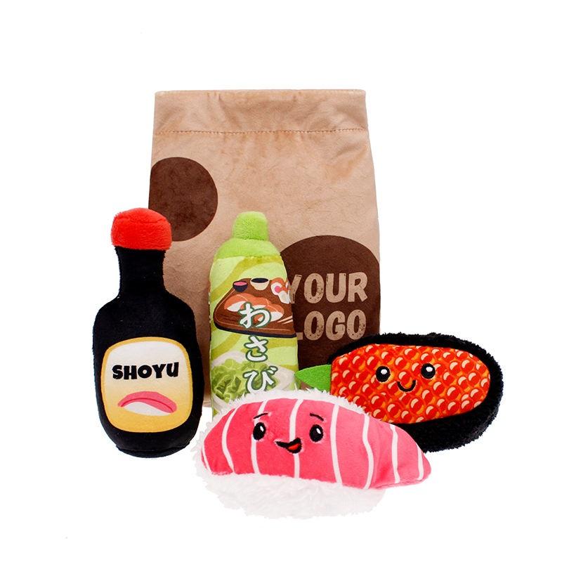Fast Food Lunch Bag Shaped Plush Dog Toys Squeaky Interactive Pet Chew Toy Soft Stuffed Puppy Play Toy Funny Pet (Blue,S) синий