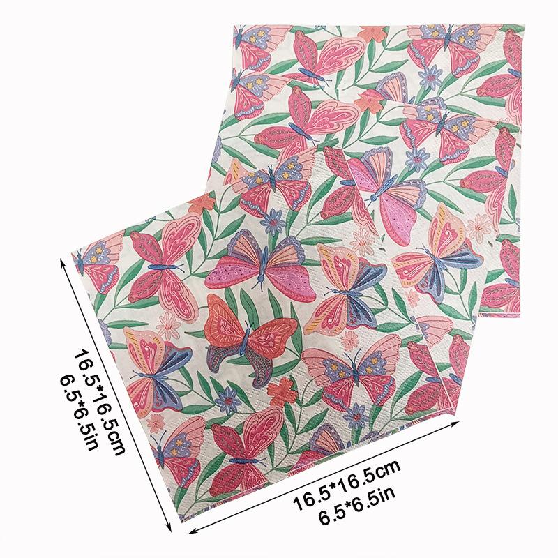 20Pcs Butterfly Printed Paper Napkins, Disposable 2 Layer Paper Napkins for Party Hotel Dinner Table DIY Decor