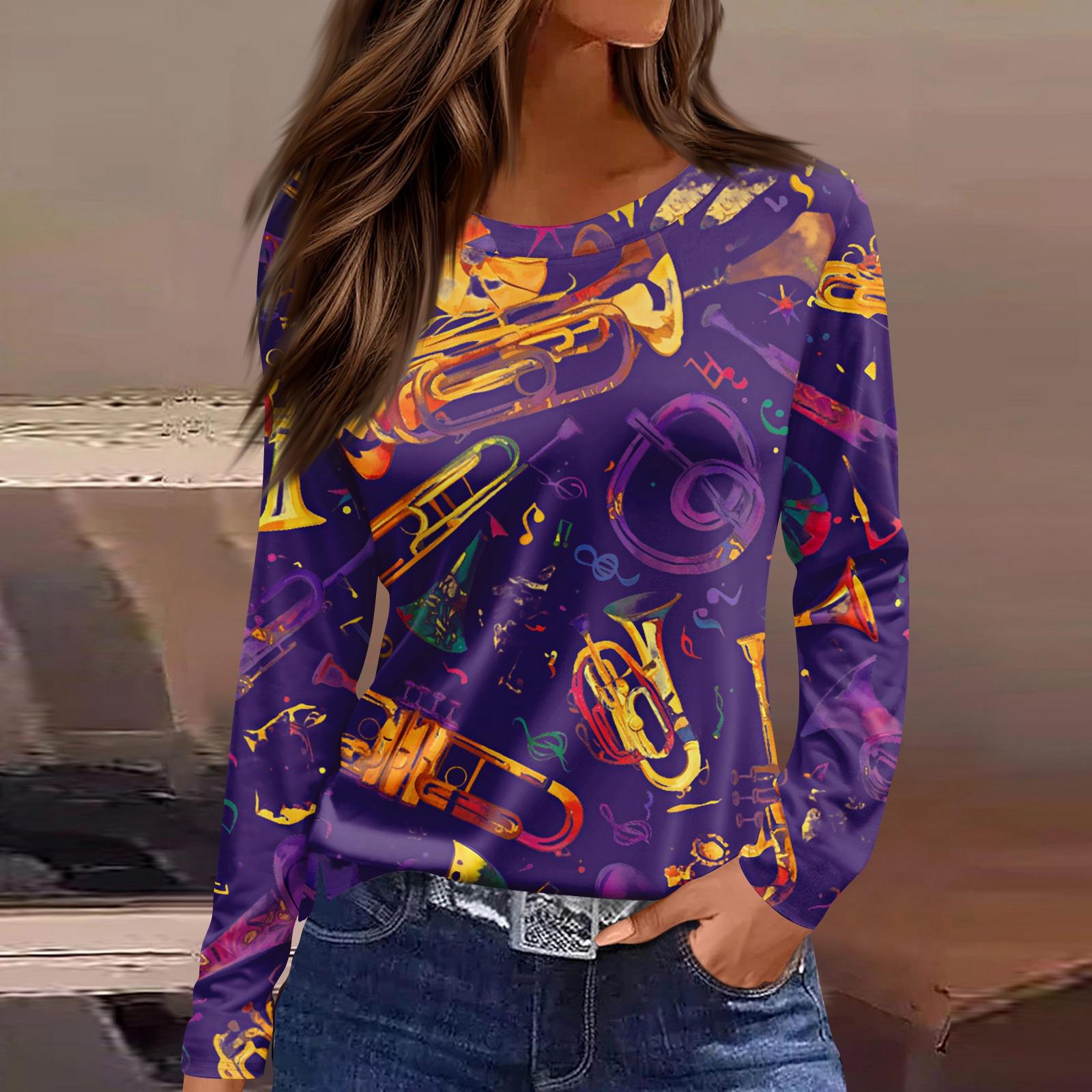 

Женская модная повседневная футболка с круглым вырезом и разрезом по низу, длинный рукав, свободный принт XXXL фиолетовый