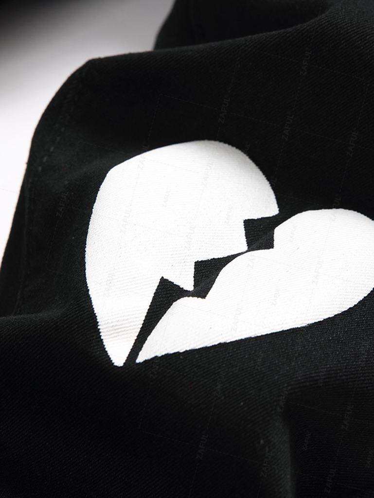 ZAFUL Broken Heart Pattern Zippered Jeans