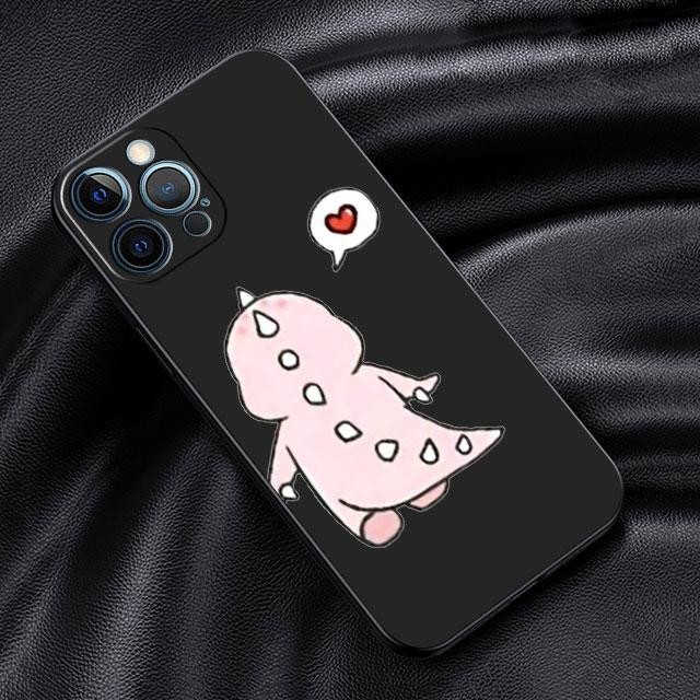 Fall für Apple iPhone 14 13 11 12 Pro 7 XR X XS Max 8 Plus 6 6S SE 2022 13Pro Schwarz Soft Phone Funda Little Dinosaur Cute