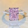 S925 Sterling Silver Pink Zircon Ring with High Carbon Diamond for Women - Hot TikTok Live Item In Europe and America