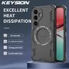KEYSION Samsung S25 Ultra 5G S25+ için Oyuk Isı Dağıtma Kılıfı Galaxy S25 Edge için Manyetik Soğutmalı Darbeye Dayanıklı Telefon Kapağı