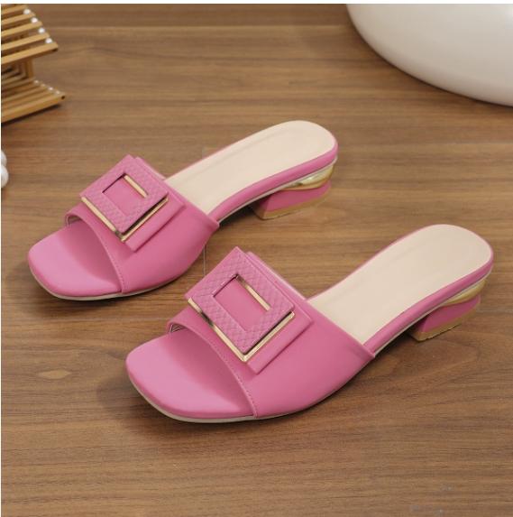 Fashion Fashion Women High Heel Slippers Summer Slip On Elegant Low Heel Shoes for Wedding Party Comfortable Non-slip Women's Slippers