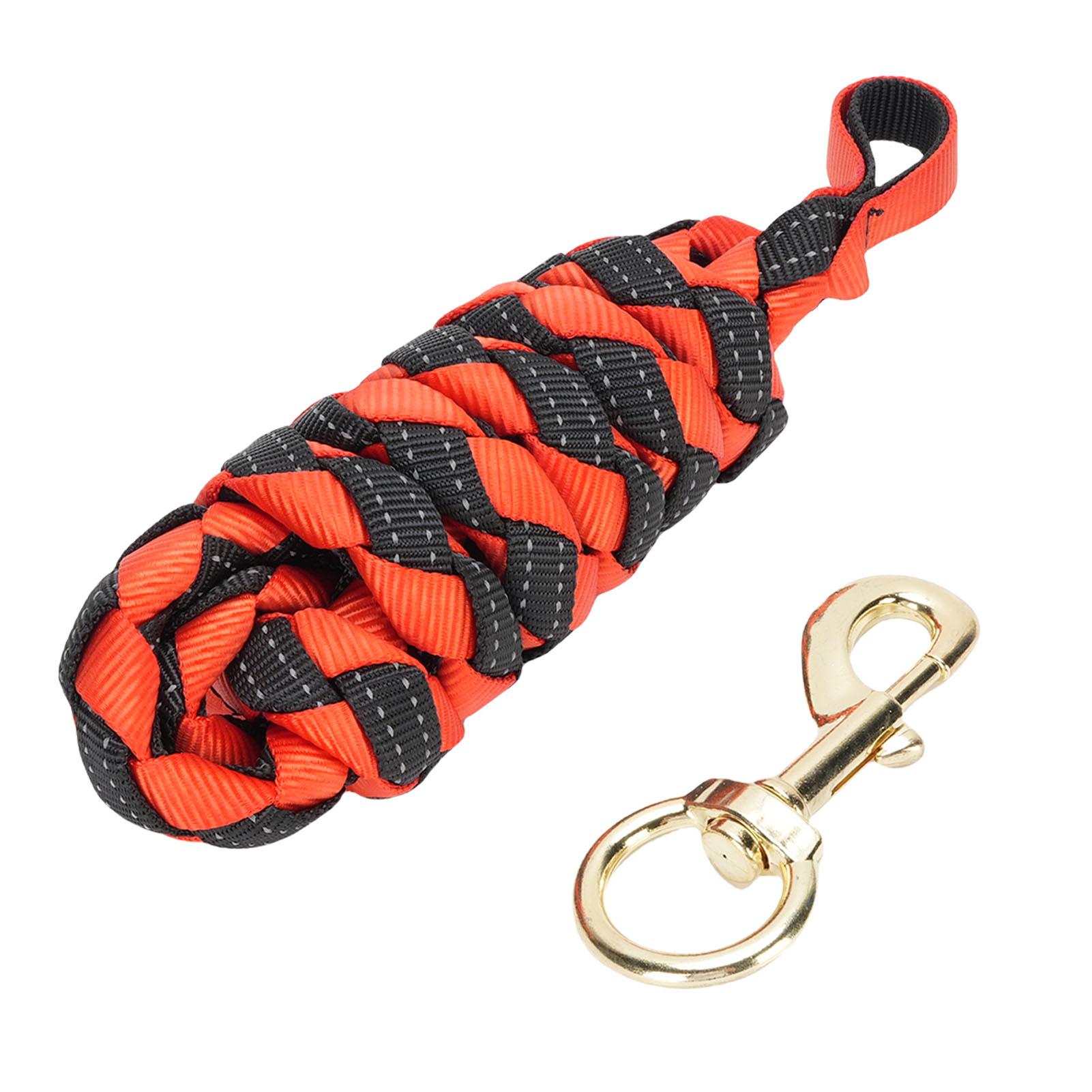 Horse Lunge Line with Rotating Snap Hook Nylon Webbing Comfortable Grip Long Horse Training Rope for Daily Training Red Black
