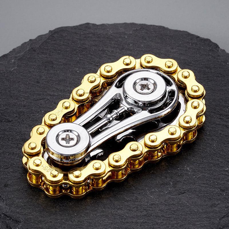 Black Technology Gear Chain Fidget Spinner - Portable Decompression Gyro for Adults