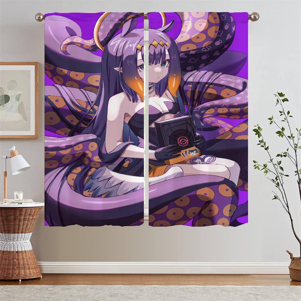 Hololive Kitchen Curtains for Bedroom Decoration Elegant Room Curtains 2 Pcs Set Customs Free Shipping Products Tentacles Blinds