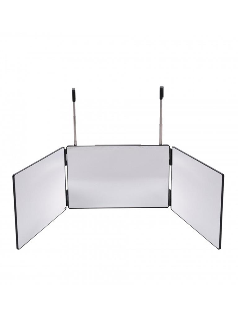 360 Trifold Mirror Portable with Height Adjustable Telescoping Hooks Ideal for Self Hair Cutting Makeup Essential Fordable