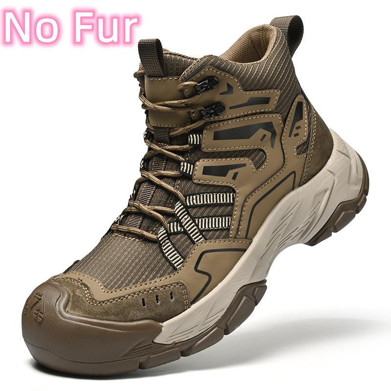 Fashion Man Basic Boots Outdoor Botas Non-Slip Business Shoes Men Winter Plush Snow Boots Side Zipper Leisure High Top Sneakers