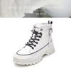 Women's White High-Top Casual Sneakers - 2024 Korean Style, Thick-Soled Martin Short Boots for Autumn/Winter