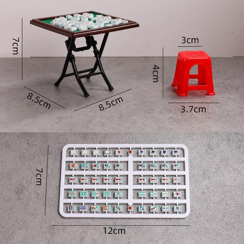 1 Set 1:12 Mini Mahjong Table & Chairs – Dollhouse Furniture Kit for Home Decor & Play