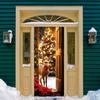Christmas Door Cover Cute Reindeer Front Door Cover 35x82in Porch Welcome Sign Banner for Winter Holiday Party Photo Backdrop Decor
