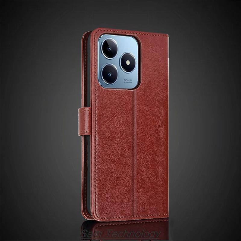 Card Holder Cover Case for OPPO Realme C61 (4G Global) Pu Leather Flip Cover Retro Wallet Phone Case Business Capa Fundas Coque