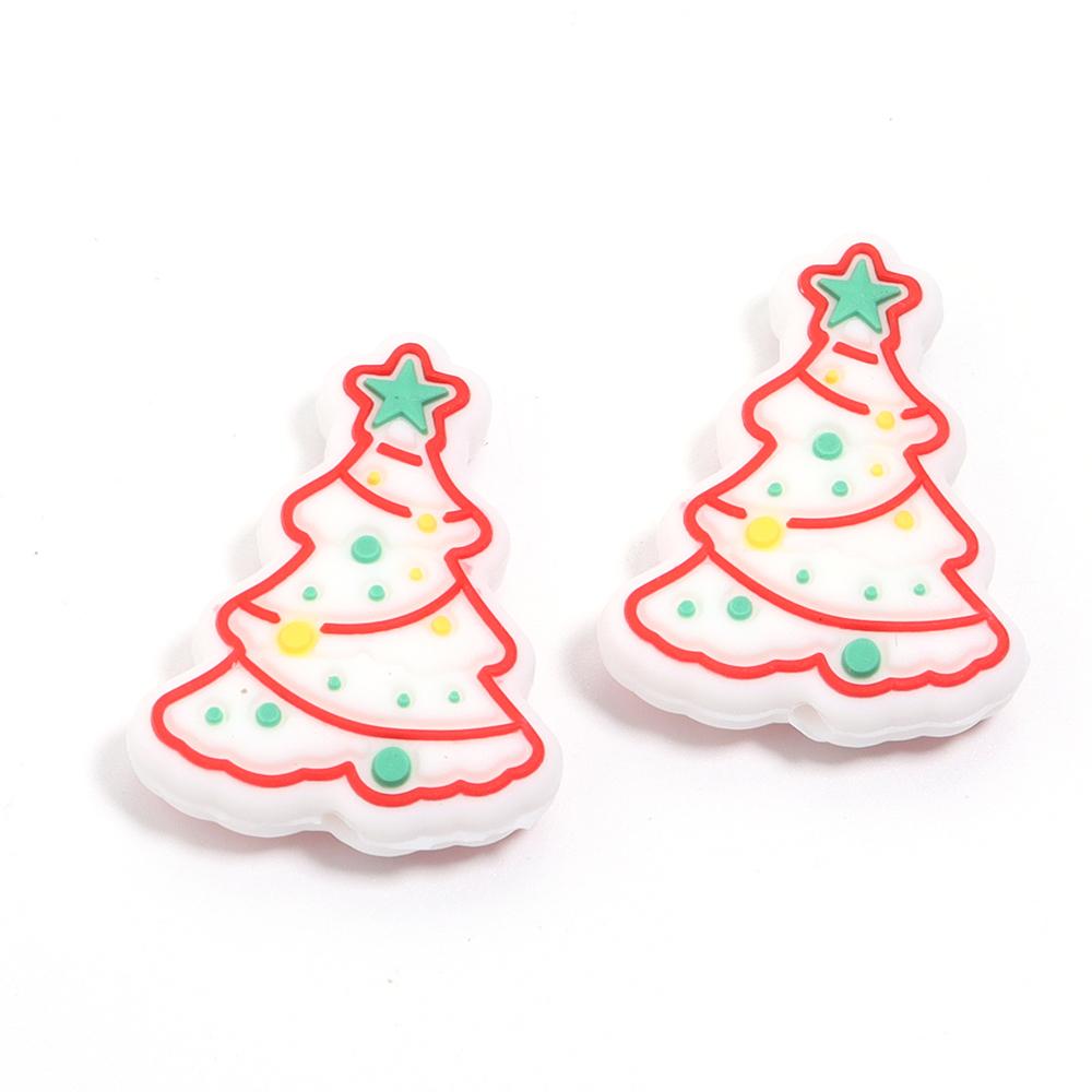 2pcs Silicone Beads Lovely Christmas Series Santa Reindeer Snowman Tree Loose Beads For Jewelry Making DIY Christmas Gifts Decor