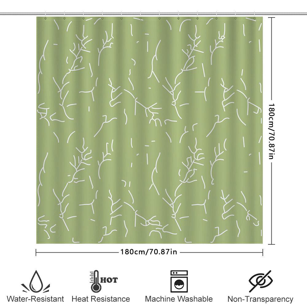 Modern Bathroom Decorgreen White Tree Branch Shower Curtain Waterproof Home Decoration With Hook Rings Perfect Gift For Bathroom