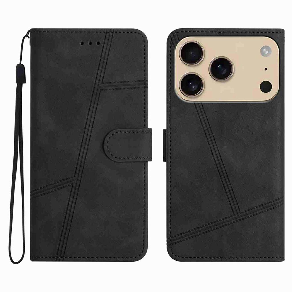 Pro iPhone 17 Pro Pouzdro Flip Kožené Retro Kryt na telefon Vytištěné linky