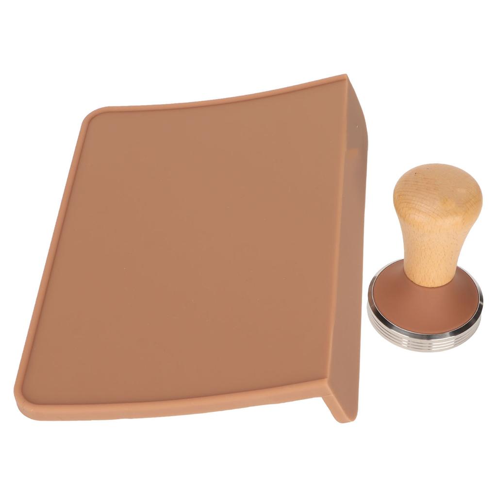 Oversized Coffee Tamping Pad and Wood Coffee Tamper Set Dustproof Silicone Tamper Mat for Home