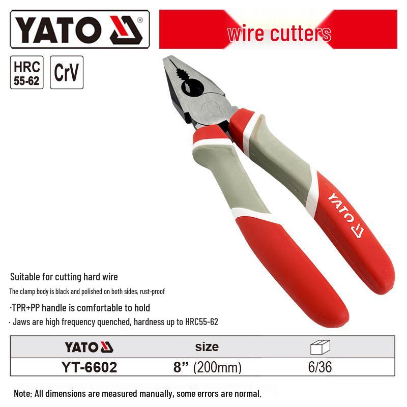 YATO Industrial Needle Nose & Diagonal Cutting Pliers Combo with Wire Strippers