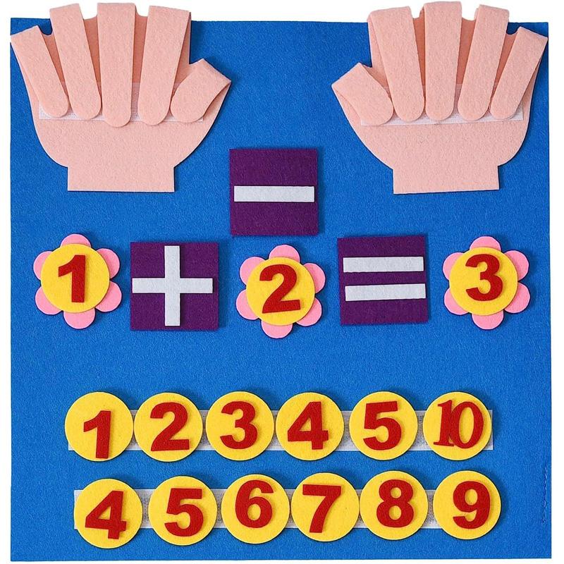 Educational 2PCS Kindergarten Felt Finger Math Busy Board Montessori Learning Toy Preschool Manipulatives for Classroom Kids