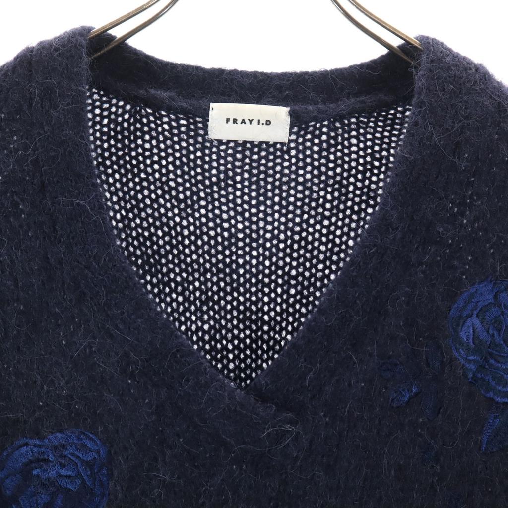 FRAY I.D alpaka karışımı Gül desenli Uzun kollu triko tek parça F Lacivert Kadın Kullanılmış
