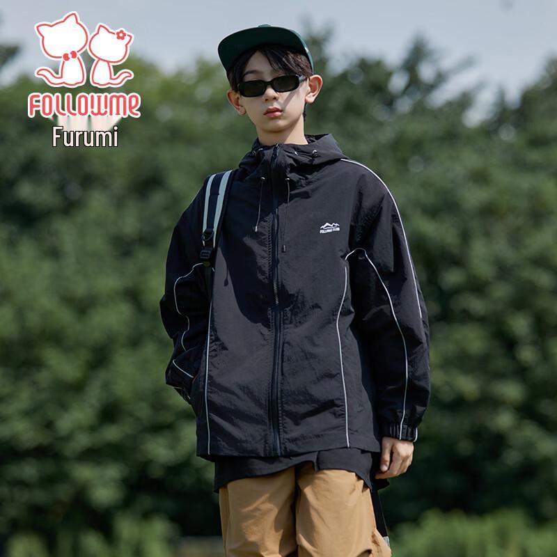 Fu Luomi Girls  Spring Hooded Windbreaker Jacket 165