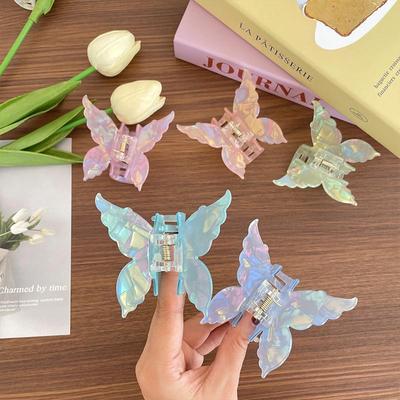 2024 High-End Colorful Butterfly Claw Clip for Women - Elegant Half-Up Hairstyle Hair Accessory