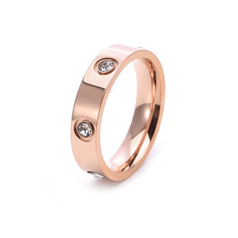 Stainless Steel Double/Single Row Diamond Minimalist Couple Rings - Cartier Style