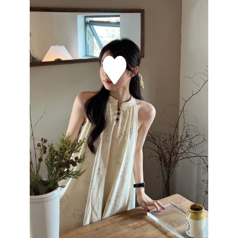 Neck Sling Dress Children's Summer New Cold Zen Niche Design Dress