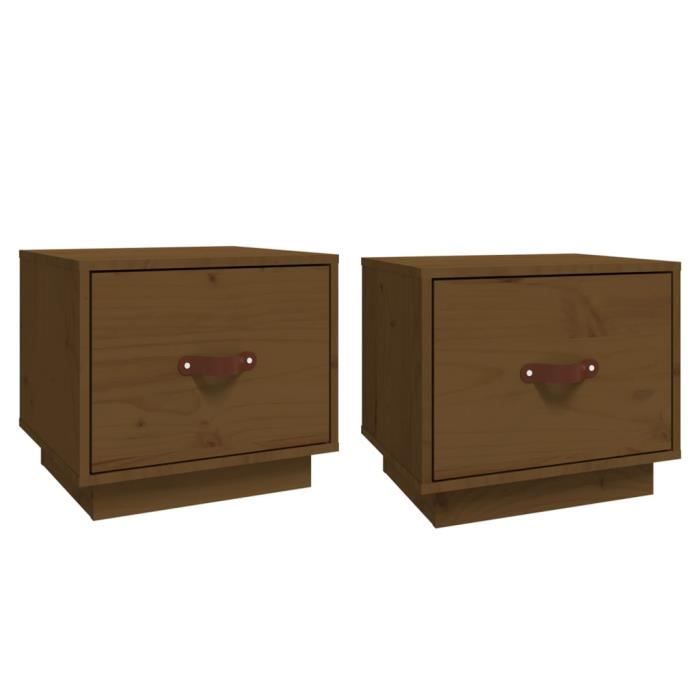 VidaXL Bedside Tables 2pcs Honey Brown 40x34x35cm Solid Pine Wood 818292
