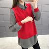 Fake Two Sweaters Women's Long Sleeved Shirt Collar Pullover Autumn and Winter Long Sleeved Loose Oversized Knitted Sweater Casual Sweater