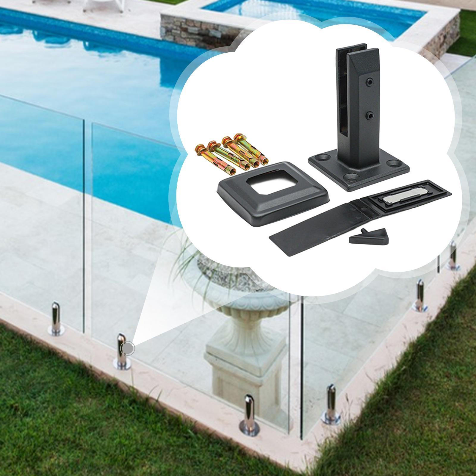 

Stainless Steel Mounting Clamp for Glass Railing Posts, Which Simplifies Installation And Ensures Black and 16cm