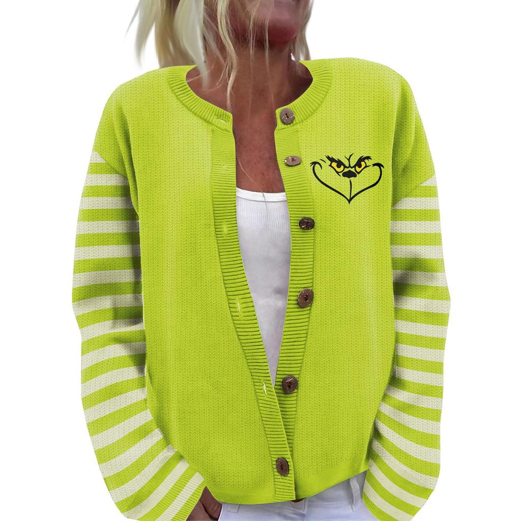 Women's Christmas Print Knitted Sweater Cardigan