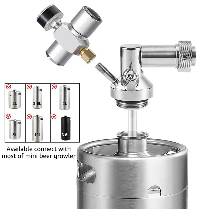 Draft Beer Tap Keg Dispenser,Brew Mini Keg Growler Kit with Beer Faucet,Adjustable Pressure Mini Co2 Regulator,beer barrel spear
