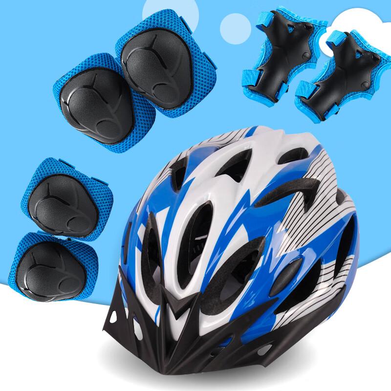 Roller Skating Helmet, Bicycle Riding Safety Helmet, One-Piece Molding with Protective Gear, Sports Balance Bike, White And Blue