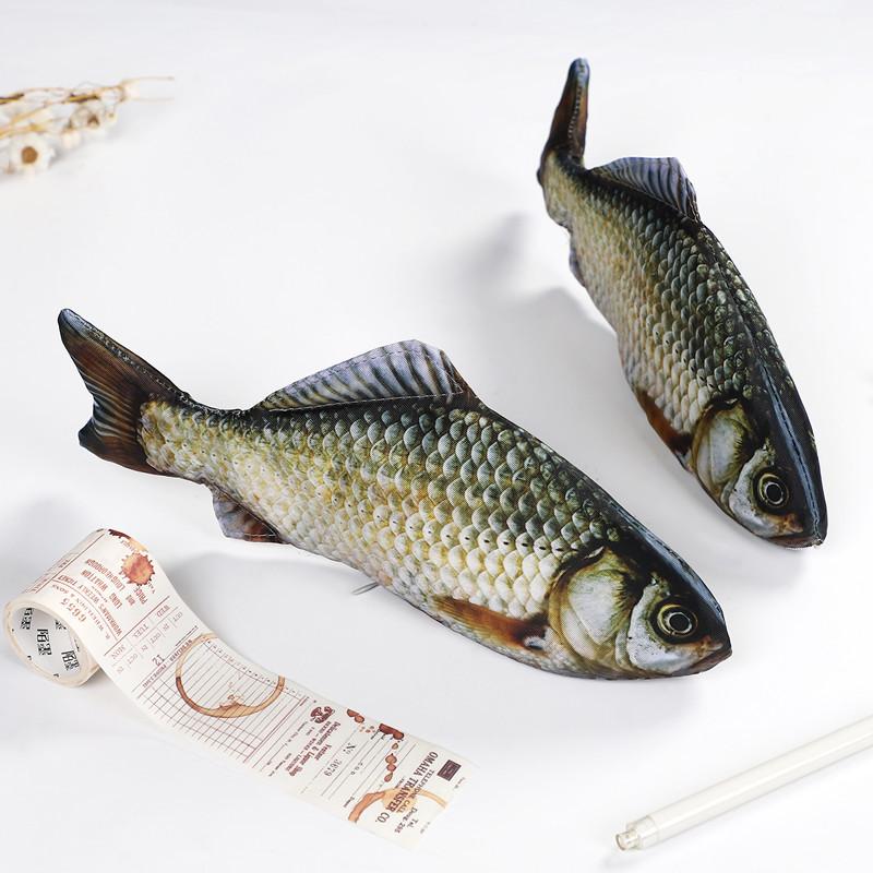 Jianwu Creative Simulated Salted Fish Pencil Case Large Capacity Pencils Pouch Bag Funny School Pencil Cases Stationery Supplies