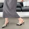 Baotou Fairy Rhinestone Pearl Sandals Summer New Pointed Thin Heel High Heel Sandals Large Size 35-42